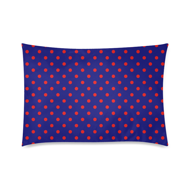 Polka Dots Red on Blue Custom Zippered Pillow Case 20"x30"(Twin Sides)