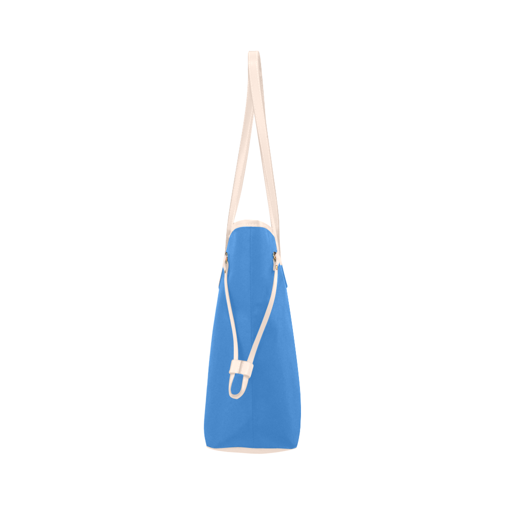 basic blue with pink handle / strap Clover Canvas Tote Bag (Model 1661)