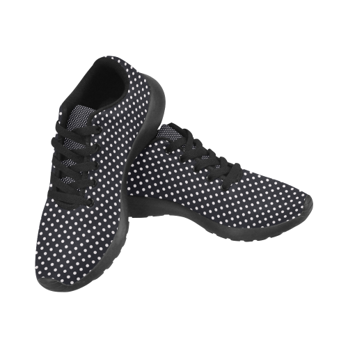 Black polka dots Kid's Running Shoes (Model 020)