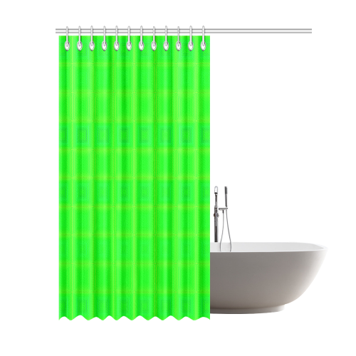 Green multicolored multiple squares Shower Curtain 69"x84"