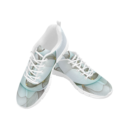 Abstract Modern Art Turquoise Brown Golden Elegance Women's Breathable Running Shoes (Model 055)