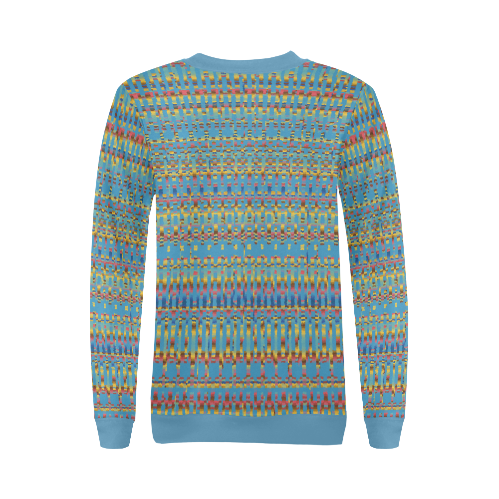 Intricate Blue Geometric Pattern All Over Print Crewneck Sweatshirt for Women (Model H18)
