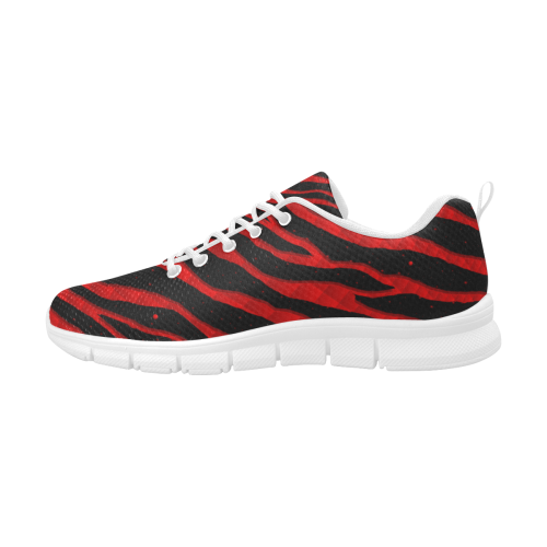 Ripped SpaceTime Stripes - Red Women's Breathable Running Shoes (Model 055)