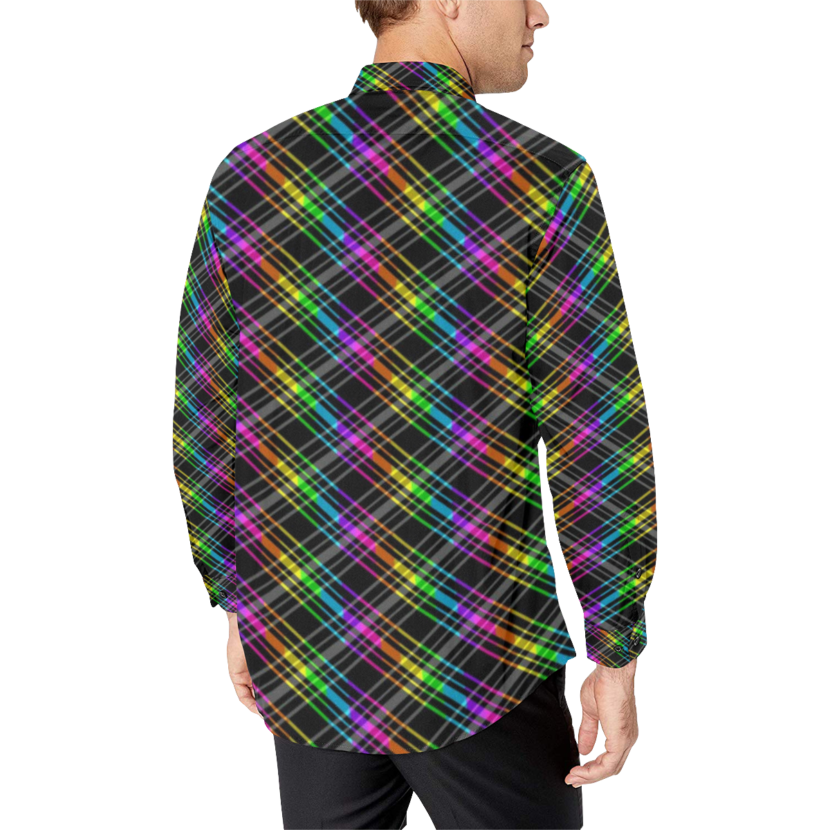 Rainbow checks Men's All Over Print Casual Dress Shirt (Model T61)