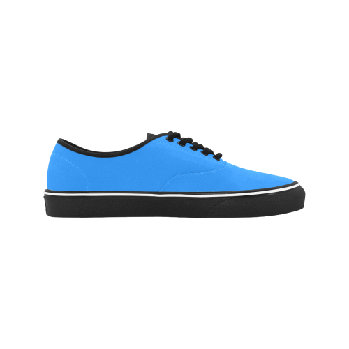 color dodger blue Classic Men's Canvas Low Top Shoes (Model E001-4)