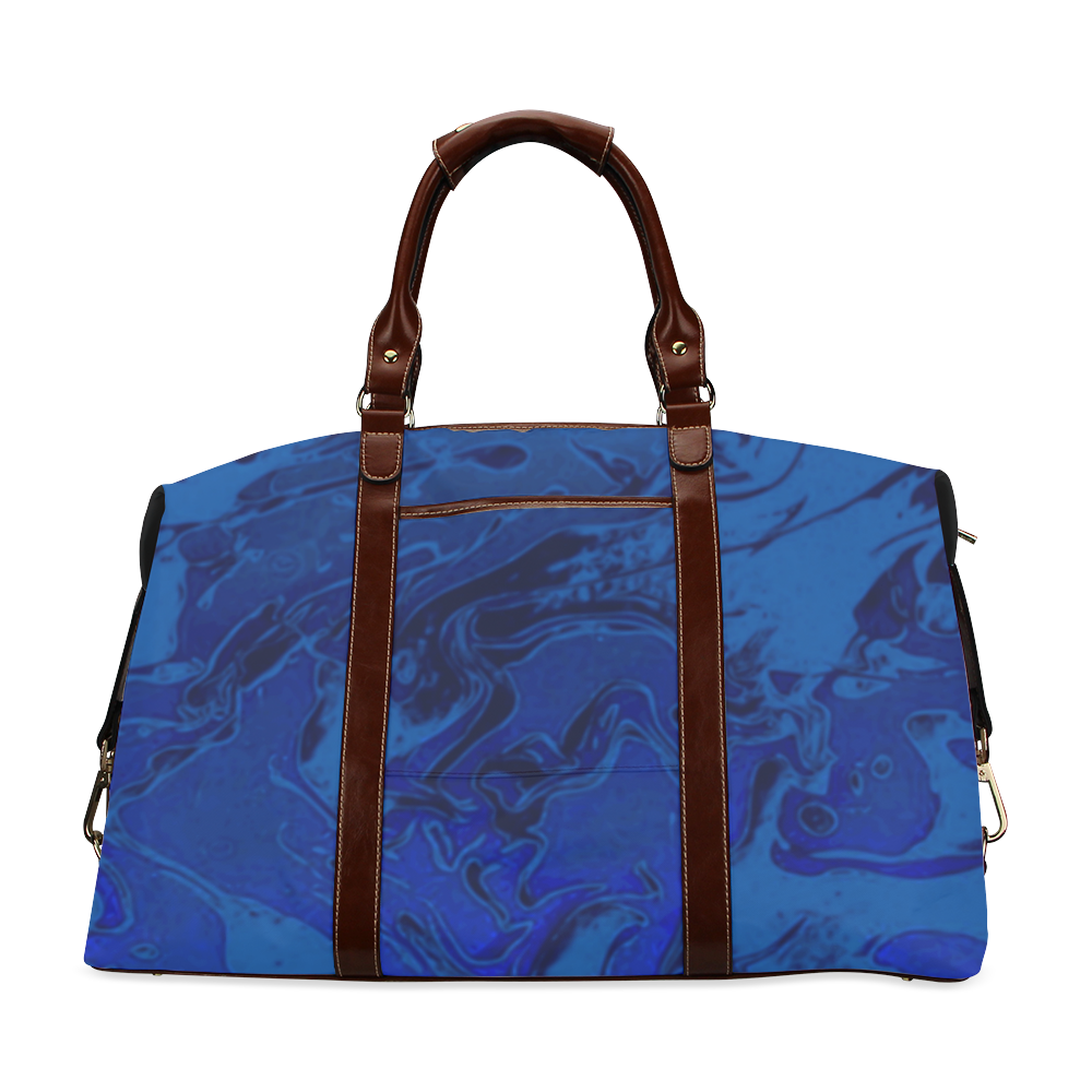 Electric Blue - blue and black gradient swirl pattern Classic Travel Bag (Model 1643) Remake