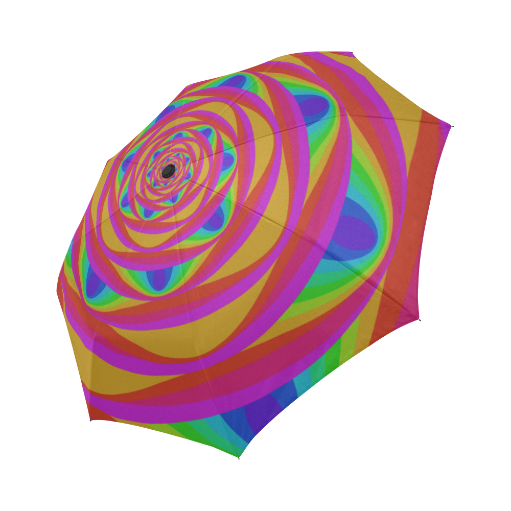 Red pink spiral Auto-Foldable Umbrella (Model U04)