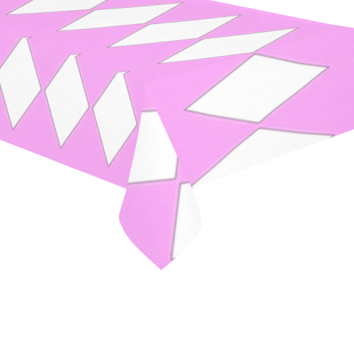 Pink White Harlequin Diamond Large Cotton Linen Tablecloth 60"x 104"