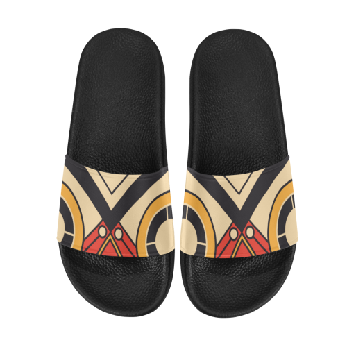 Geo Aztec Bull Tribal Men's Slide Sandals (Model 057)