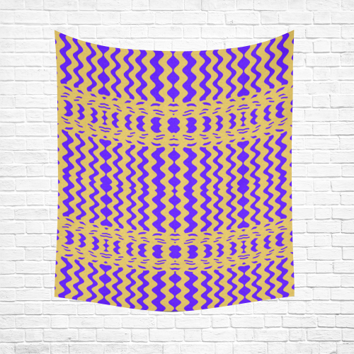 Purple Yellow Modern  Waves Lines Cotton Linen Wall Tapestry 51"x 60"