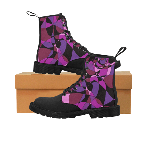 Abstract Design #6 Martin Boots for Women (Black) (Model 1203H)
